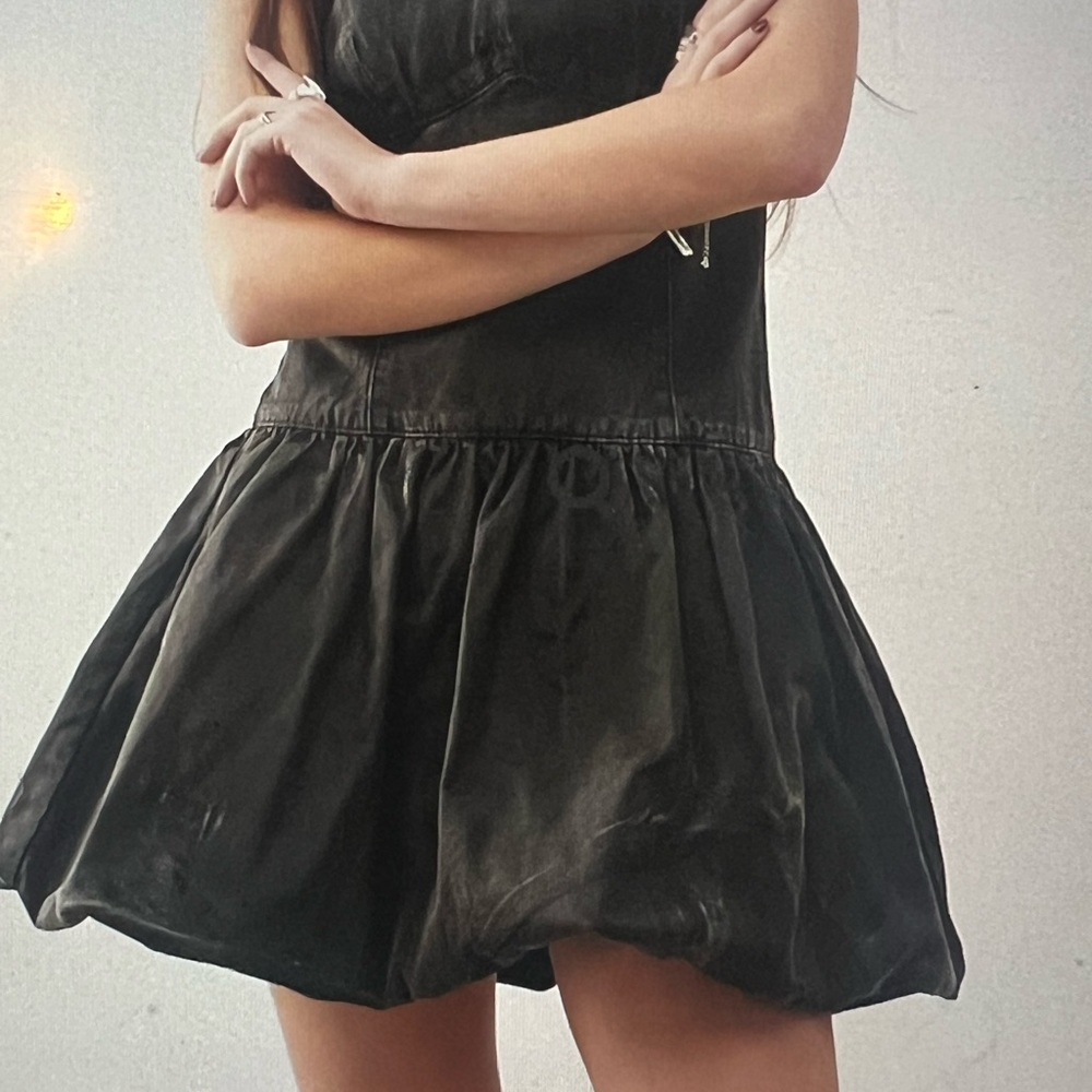 Black distressed denim mini dress